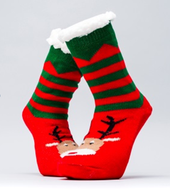 REINDEER AND STRIPES Christmas Home Socks Reindeer and Stripes - Image 1