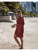 Zen Φόρεμα Παραλίας Πλεκτό Wine