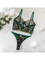 Σετ Εσώρουχα με Μπανέλα Green Floral