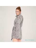 Muydemi Γυναικεία Ρόμπα Fleece Με Φερμουάρ Και Ζώνη-Καφέ - Image 4