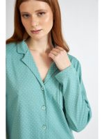 Harmony Χειμερινό Γυναικείο Σετ Πιτζάμας Πουά - Μέντα - Image 2