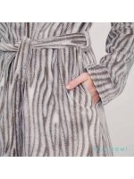 Muydemi Γυναικεία Ρόμπα Fleece Με Φερμουάρ Και Ζώνη-Καφέ - Image 3