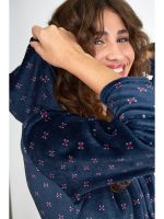 Harmony Γυναικεία Ζακέτα Fleece Με Φερμουάρ Και Κουκούλα Μπλέ-34407701 - Image 2