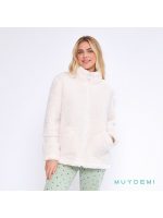 Muydemi Γυναικεία Ζακέτα Με Φερμουάρ Εκρού-Μ291008 - Image 2