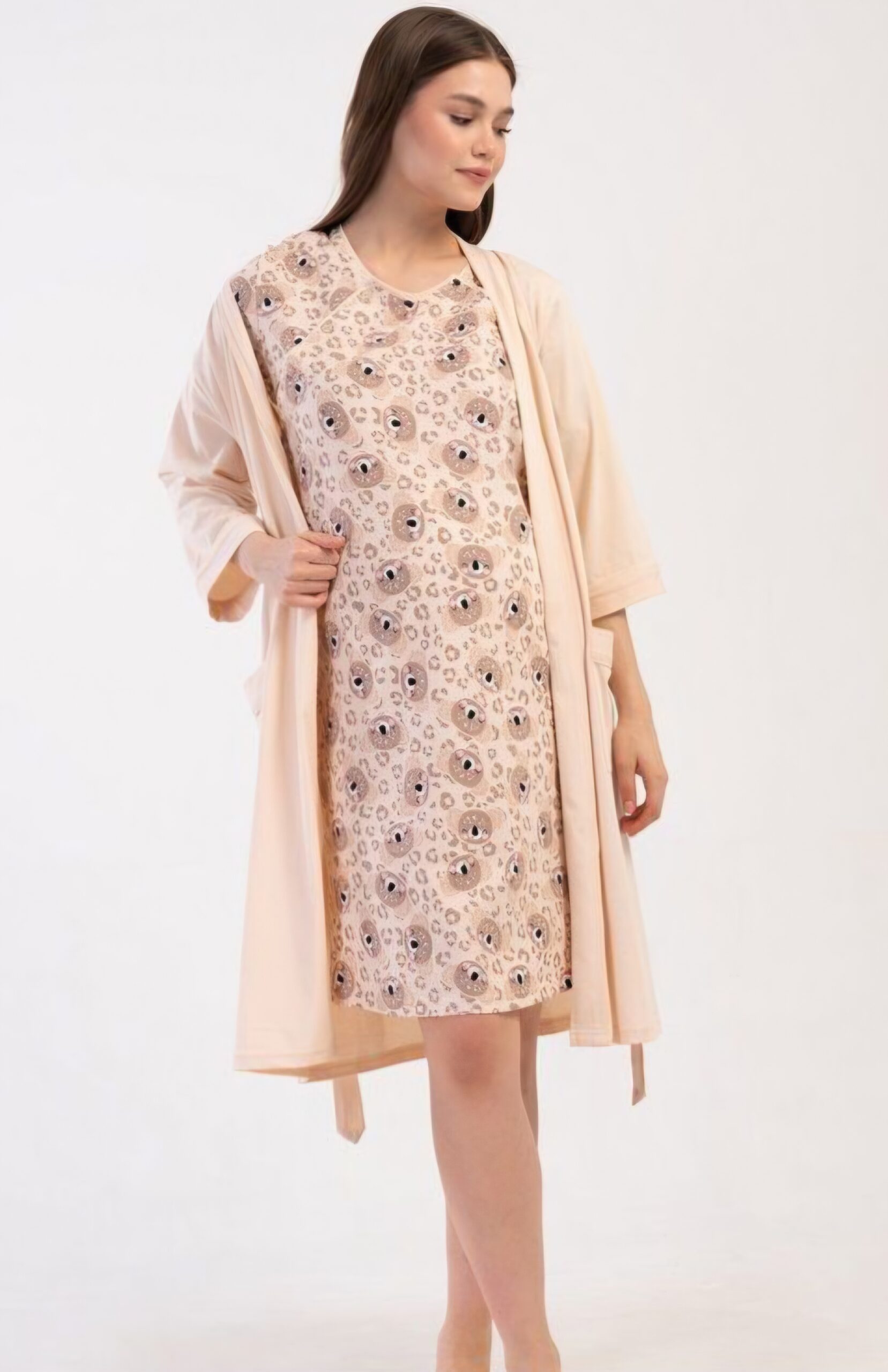 IMG-20260428-WA0022 Zen Νυχτικό Θηλασμού με ρόμπα Beige - Image 1